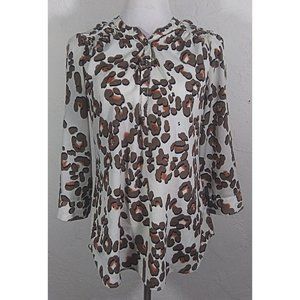 Attention Top Medium Animal Print Multicolor Three Fourth Sleeve Buttons